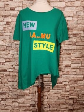 La Mu Green Asymmetric Short Sleeves